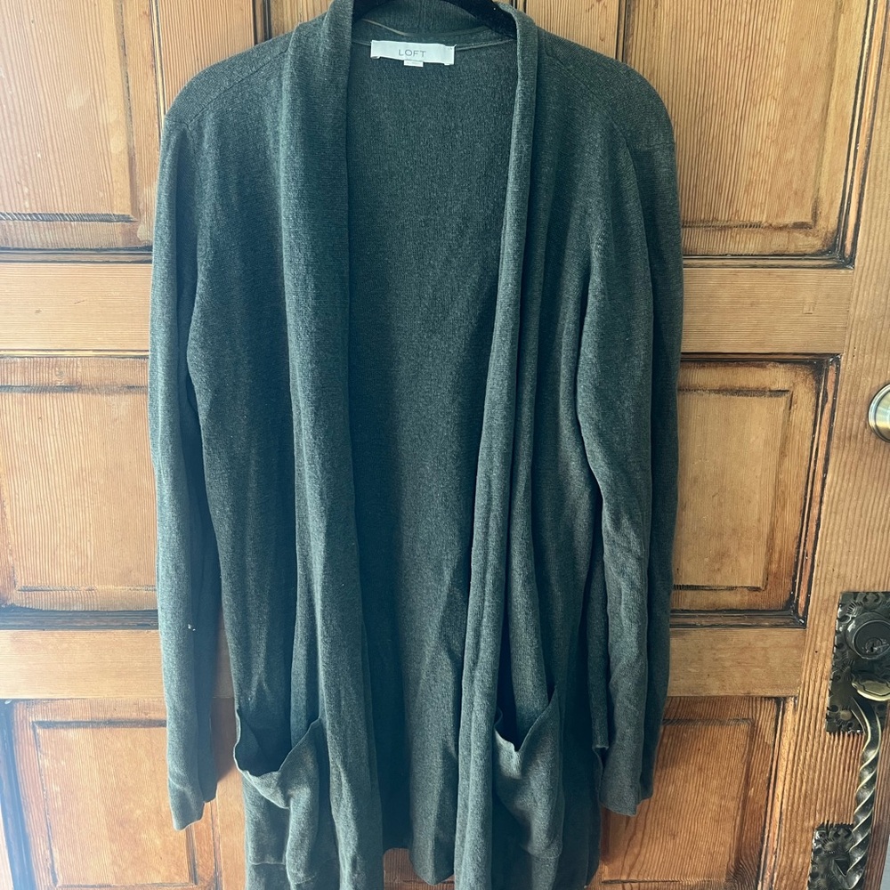 Cozy Dark Gray Open Front Cardigan